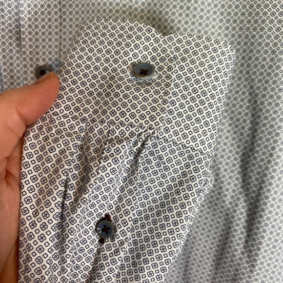 Ted Baker London Sz 4 Button Up Shirt Long Sleeve Flip Cuff Dress Shirt Pattern - Picture 5 of 9